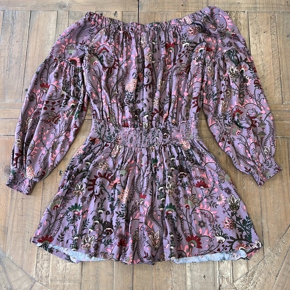 Free people pretty and free off the shoulder open back long sleeve short romper - Picture 4 of 12